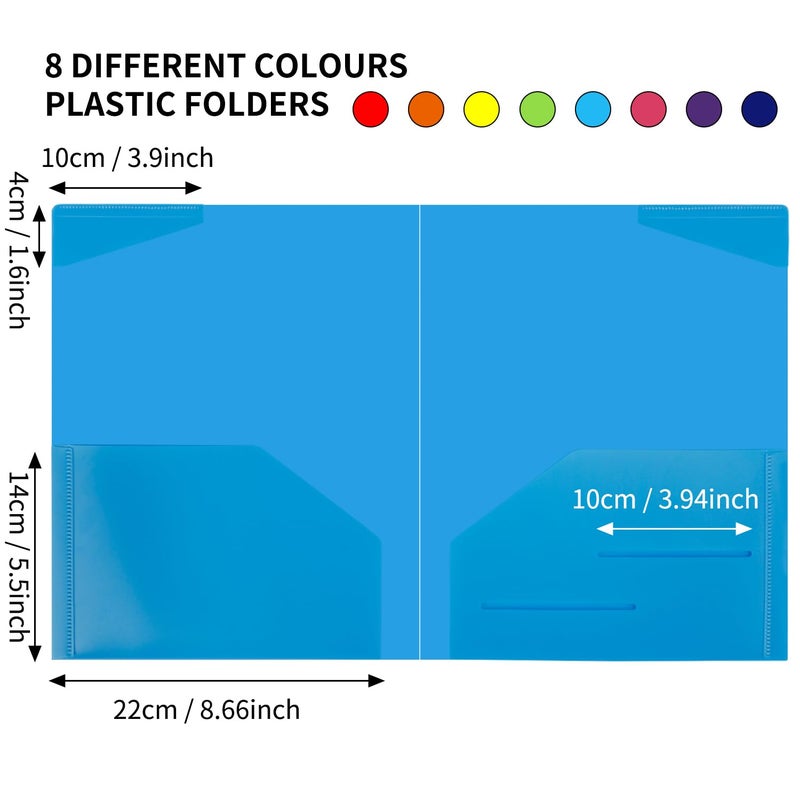 EOOUT 100pcs Plastic Folders with Pockets, Heavy Duty Pocket Folders with 4 Pockets for Office and School, Letter Size, 10 Assorted Colors - Image 3